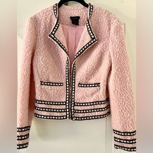 DStudio Pink Black Wool Blend Channel Style Short Jacket Size 4